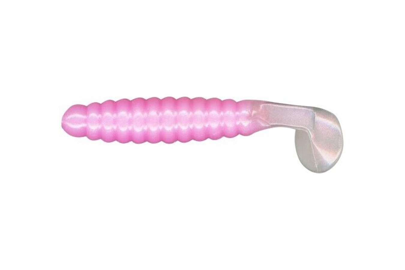 Charlie Brewers Slider  1 1/2 in Crappie/Panfish Grub- Pink/Pearl Tail