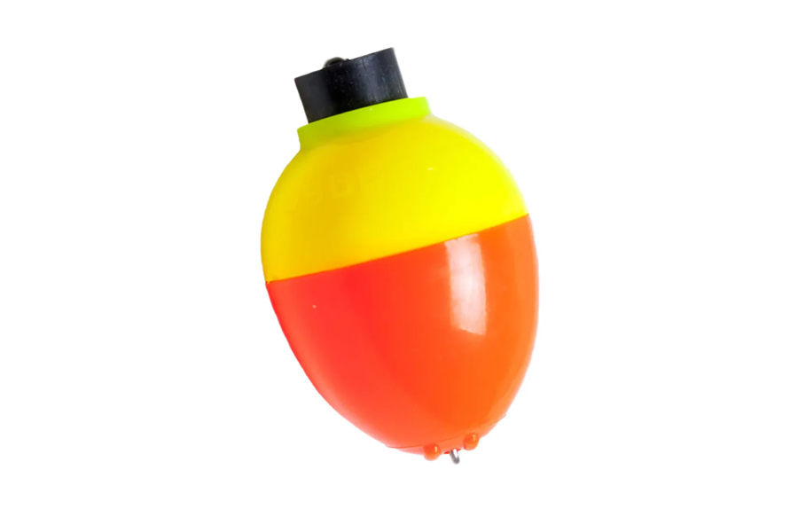 Betts 1-1/4 Inch Unweighted Plastic Floats Snap-On Pear - Fluorescent Orange/Yellow