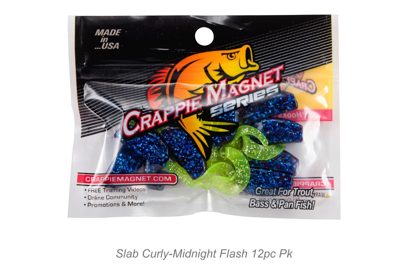 Crappie Magnet Slab Curly 12 Piece Pack - Midnight Flash 
