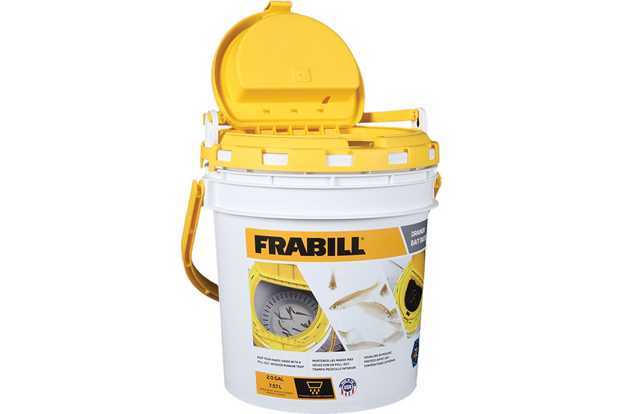 Frabill Drainer Bait Bucket in White/Yellow